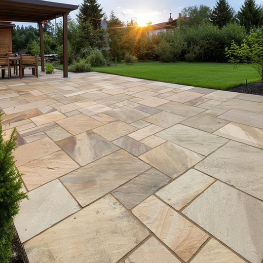 Fossil Mint - Indian Sandstone Paving Slabs - Large & Mixed Available