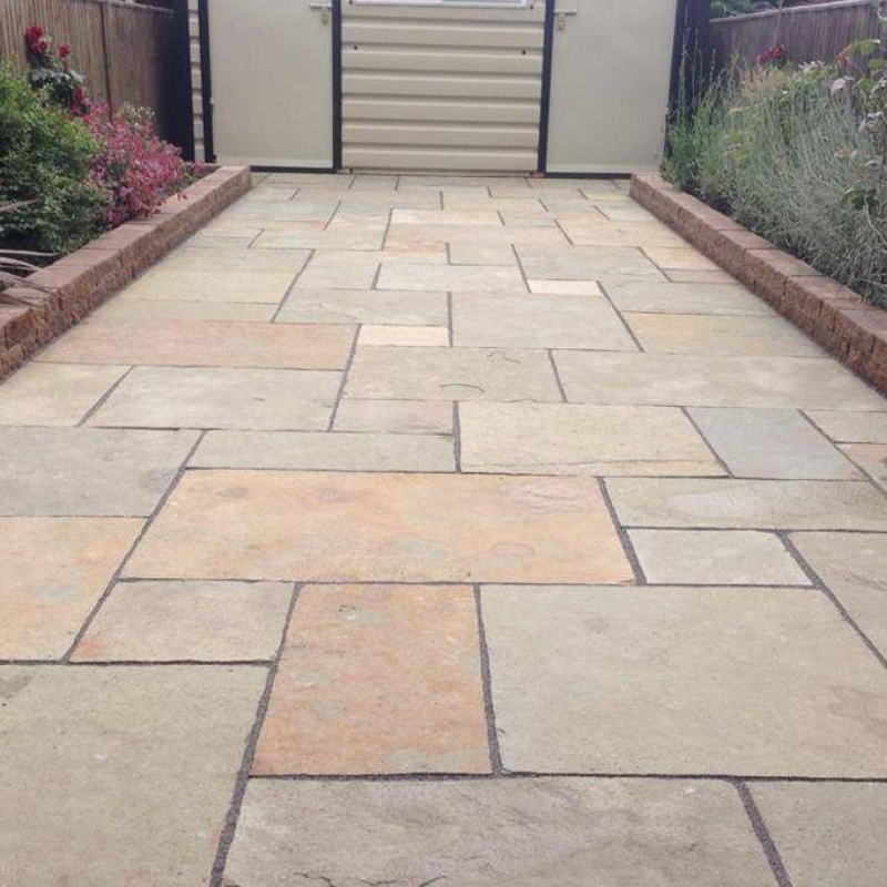 Kota Yellow - Limestone Sawn Edge Paving Slabs - Mixed Size