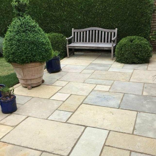 Kota Yellow - Limestone Sawn Edge Paving Slabs - Mixed Size