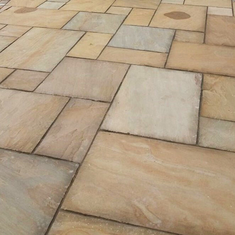 Rippon Buff - Indian Sandstone Paving Slabs - Large & Mixed Available