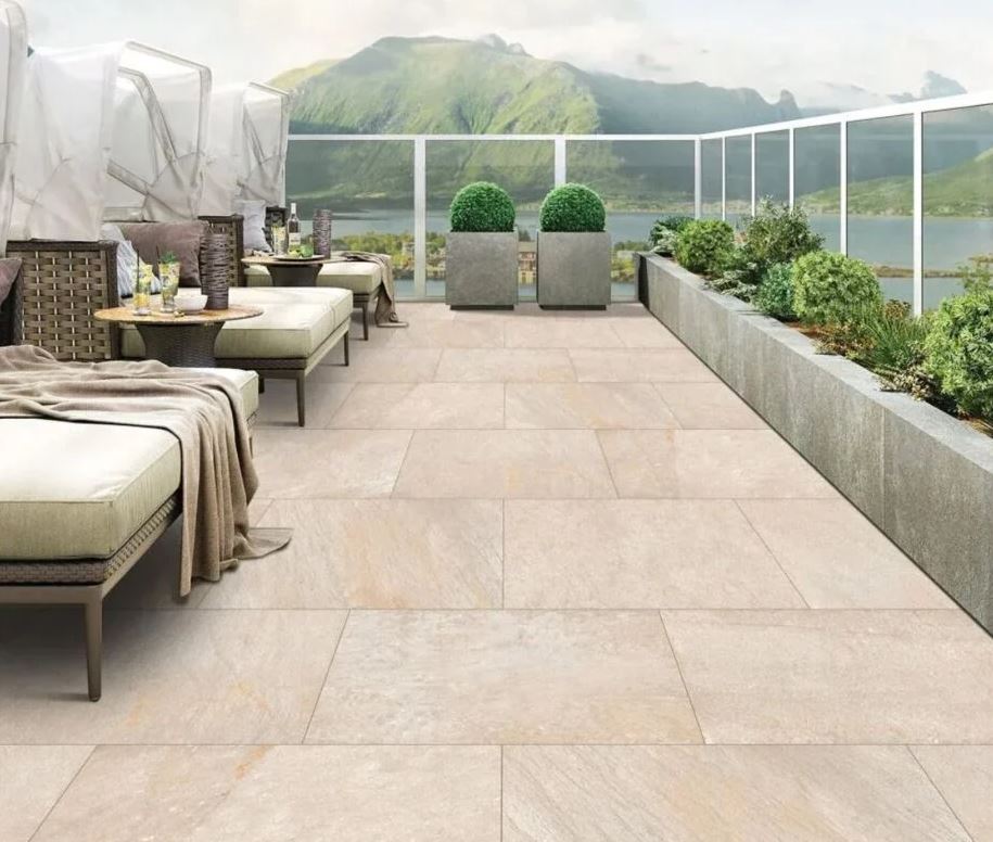 Abbey Bianco - Porcelain Paving Slabs (600-900x600mm)