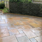 Autumn Brown sandstone paving slabs on patio