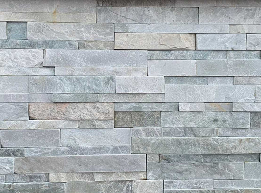 Himachal White - Natural Slate Cladding, Staggered Interlocking Tiles for Interior & Exterior - 600 x 150 x 15mm