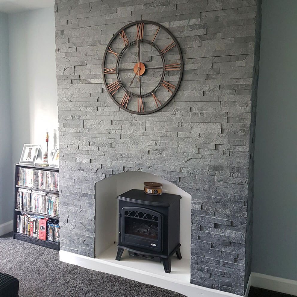 Silver Grey - Natural Slate Cladding for Interior & Exterior (600mm x 150mm x 12mm)
