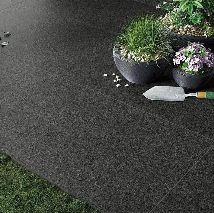 Basalt Black - Porcelain Paving Slabs (600-900x600mm)