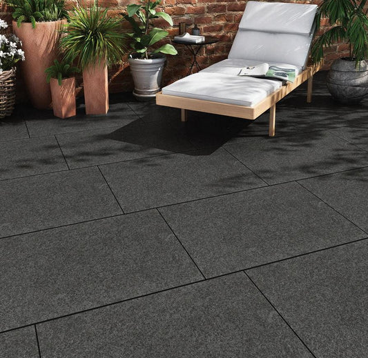 Basalt Black - Porcelain Paving Slabs (600-900x600mm)