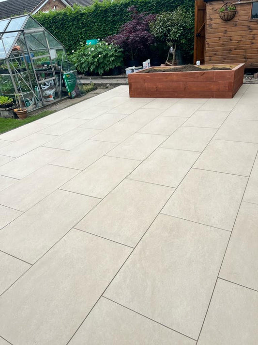 Hammerstone Beige Porcelain Paving Slabs - Free Delivery