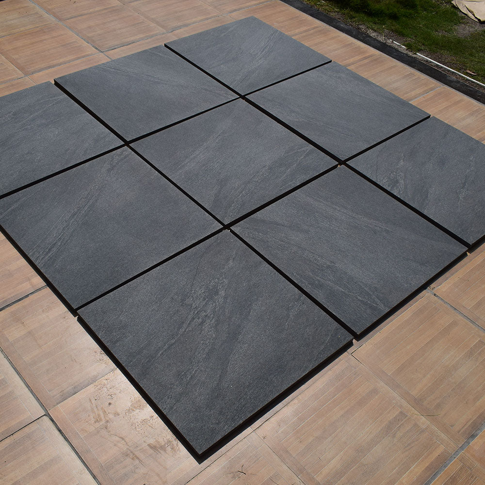 County Anthracite porcelain paving slabs on floor