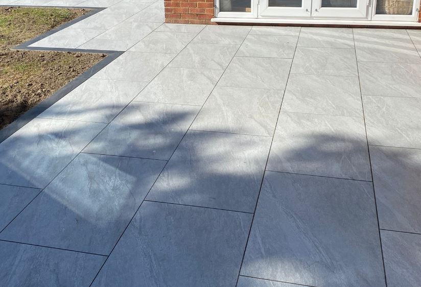 County LGY paving slabs on patio by French doors