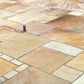 Fossil Mint sandstone paving slabs in Opus Romano laying pattern