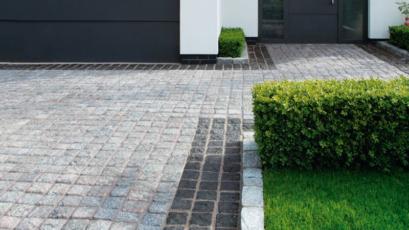 Galaxy Black granite cobbles on driveway