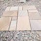 Rippon Buff sandstone paving slabs in mixed sizes