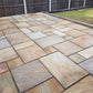 Rippon Buff sandstone paving slabs in Opus Romano laying pattern